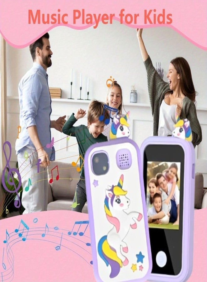 BLiSS HUES لعبة هاتف ذكي للأطفال من BLiSS HUES بشاشة لمس ملونة 2.4 بوصة - دقة 1080 بكسل - مشغل موسيقى MP3 - ألعاب وخلفيات مدمجة (بنفسجي) - Image 4